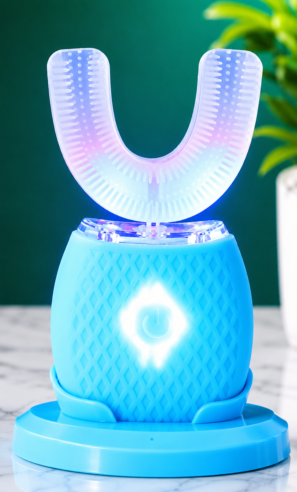 U Shape Cold Light Automatic Toothbrush - Blue