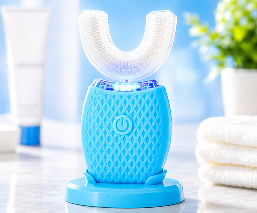 U Shape Cold Light Automatic Toothbrush - Blue