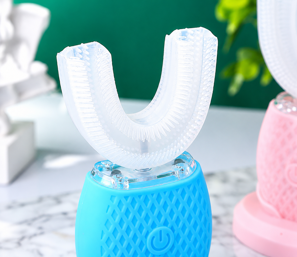 U Shape Cold Light Automatic Toothbrush - Blue